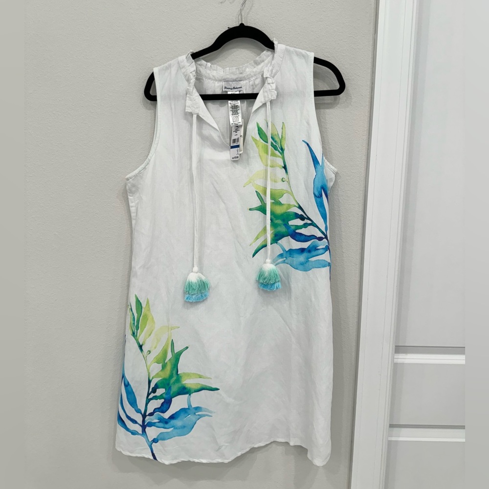 Tommy Bahama SEA FRONDS ENG SPLIT NK Dress XL